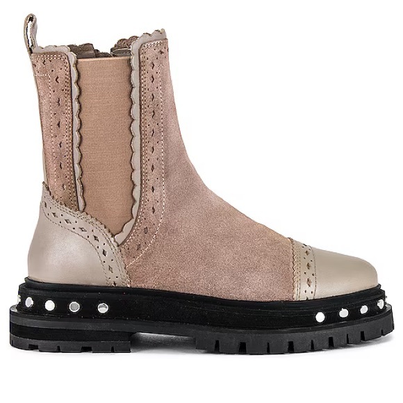 New Free People Tate Studded Chelsea Boots Oyster - Picture 3 of 8